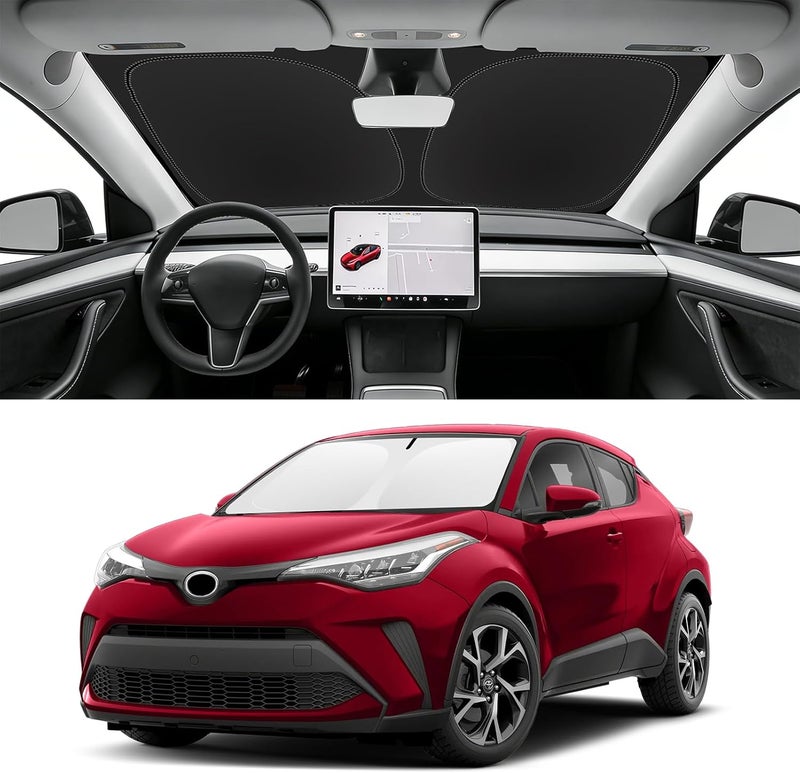 SLOGENTO Custom Fit Windshield Sun Shade for Toyota CHR 2018-2022, Blocks UV & Heat, Front Window Sunshade, Easy Fold & Store - Image 1